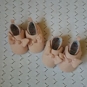 Light pink suede shoes for babies girls